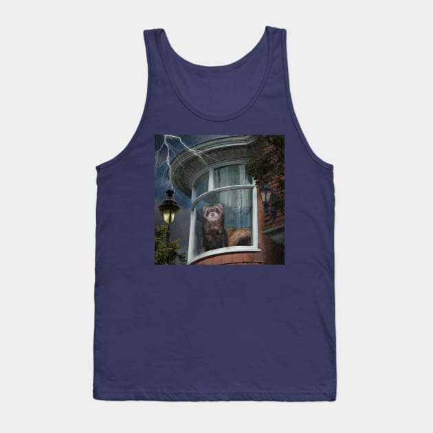 A Stormy Night Ferret - Window Ferrets art Tank Top by BarbaraGlebska